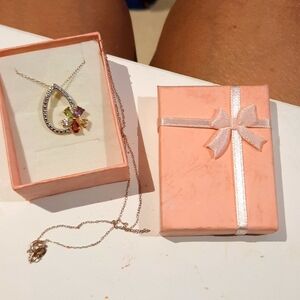 NIB AUTHENTIC SOLID 14K YELLOW GOLD OVER STERLING SILVER GENUINE GEMS NECKLACE